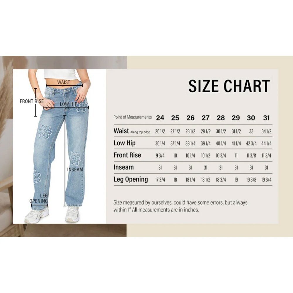 NWT Cali1850 Women's Floral Embroidered Light Blue Jeans Size 3/26 - Picture 6 of 12